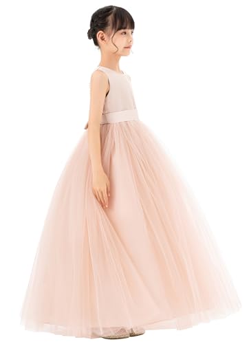 ekidsbridal Satin Heart Cutout Flower Girl Dresses Pearl Beaded Trim Dancing Fashion P2503