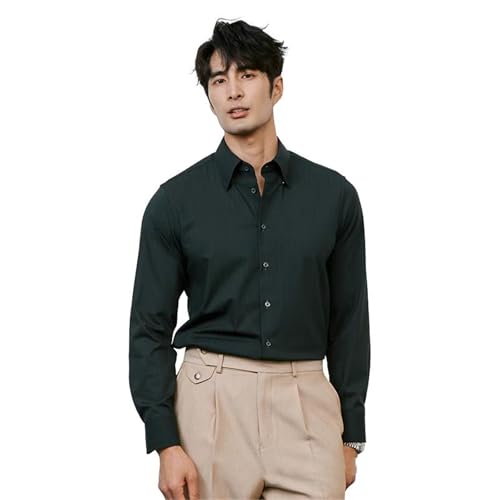 Men's Shirt Male's Autumn Long Sleeved Tops-Green01-Medium
