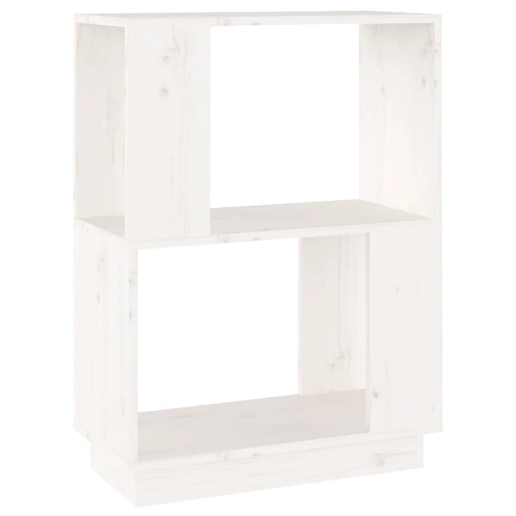 Libreria Divisorio Legno Pino Bianco 51x25x70 cm | Scaffale autoportante compatto per soggiorno e corridoio con ampi ripiani aperti e supporto di fissaggio a parete.