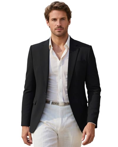Men's Long-Sleeve Casual Blazer- Lightweight Slim Fit Suit Jacket with One Button