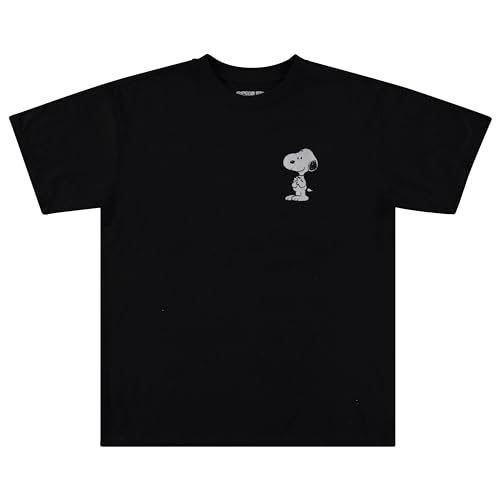 T-shirt Snoopy pour femme avec ourlet incurvé tendance noir L