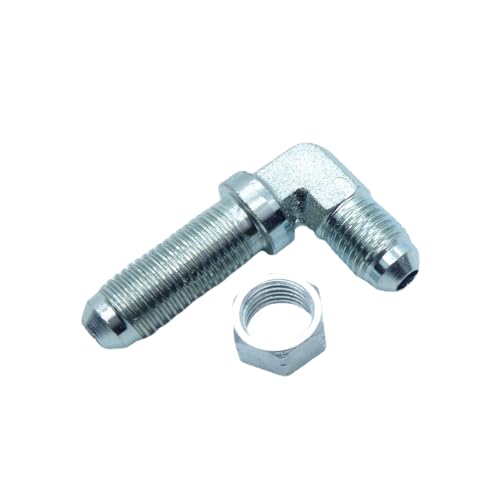 Image of 2 Piece 1 /4#4 JIC 37 Male Flare to #4 1 /4 JIC 37 Flare Bulkhead 90 Degree Elbow Hydraulic Steel Fitting