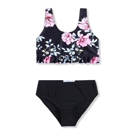 Arshiner Girls Floral Ruffle Bikini Set Cover