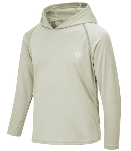 Image of Boys Grils Long Sleeve Sun Shirts UPF50+ Hoodie Thumbhole Rash Guard Quick Dry Atheltic Hiking Workout Water Playing
