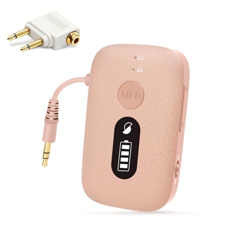 Image of SIMOLIO Airplane Bluetooth Adapter, 20 Hr Playtime, Supports 2 Earbuds /Wireless Headphones, 3.5mm AUX Wireless Audio Transmitter for TV, Gym Equipment, Controller, MP3 Player