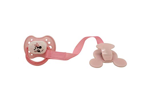 Image of Disney Cudlie Minnie Mouse Baby Girl 4 Pack of 2 Pacifiers & 2 Clips with Sugar & Spice Print