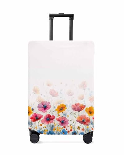 Travel Luggage Cover Medium Suitcase Cover Fit for 22-25 Inch Luggage Floral Luggage Protector Suitcase Cover Scratchproof Watercolor Floral Flowers Bud Red Luggage Cover Protector for Suitcase