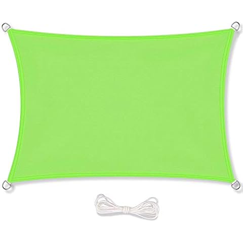Qdreclod Sun Shade Sail Awning 2x3m for Outdoor Sun Protection Garden Patio Yard Party Waterproof Sunscreen Shelter Awning Sail Canopy 90% UV Block with Free Rope Rectangle Green Cover