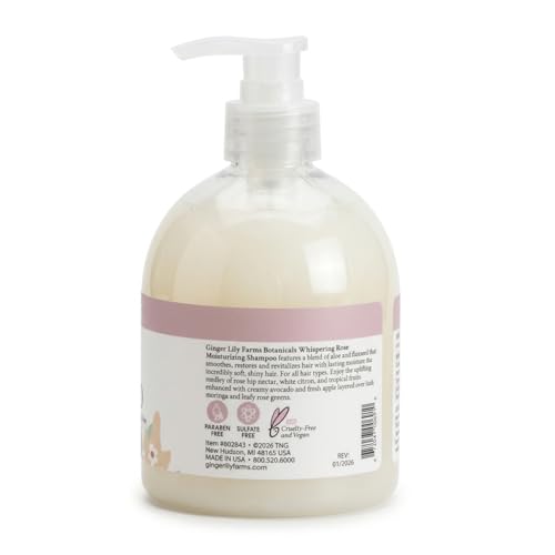 Image of Ginger Lily Farms Botanicals Shampoo, 16.9oz /6pk, Whispering Rose | 100% Vegan & Cruelty-Free | Moisturizing Shampoo for All Hair Types