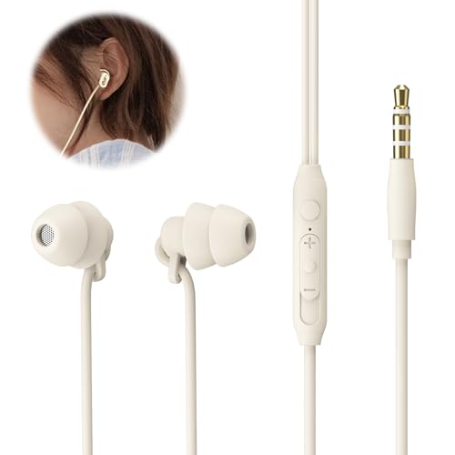 Goerpn Sleep Earbuds 3.5mm Jack Wired Sleep Earphones with Mic and Volume Control, Noise Reduction In-Ear Headphones for Insomnia Side Sleepers, Snoring, Air Travel, Meditation, Relaxation