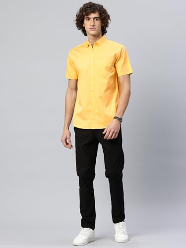 Image of Majestic Man Slim Fit Pure Cotton Half Sleeve Solid Casual Shirt