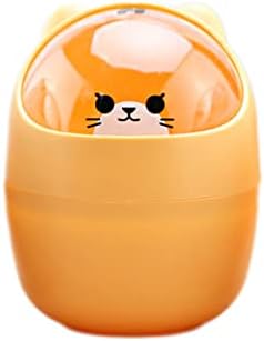 Mini Trash Can, Cute Animal Desktops Trash Bin with Lid, Protable Rubbish Storage, Paper Bin, Garbage Bin for Office Kids Bedroom Use, 11*15.5 cm, 4L (Yellow)