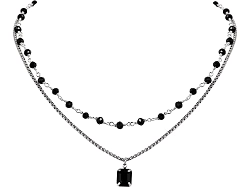 Sacina Gothic Boho Crystal Necklace, Layered Necklace, Black Choker, Gothic Choker, Christmas New Year Jewelry Gift For Women