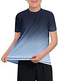 Haloumoning UV Shirt Jungen UPF 50+ Badeshirt Kurzarm Sommer Schwimmshirt Kinder Rundhals Schnelltrocknende Badeanzug T-Shirt, Schwarz, 13-14 Jahre