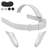 TanReginal Original Head Strap Kit for Oculus Quest 2, Replacement Head Strap, 1 Pair Battery Covers, EVA Lens Cap, 4pcs Joystick Caps