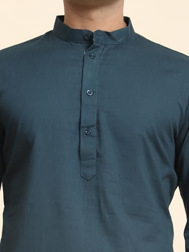 Image of Amazon Brand - Anarva Men's Cotton Solid Dress Long Kurta Regular Fit Casual