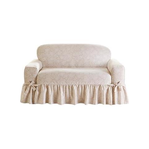 SureFit Essential Twill Ruffled Loveseat Cover Cover
