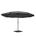 Mendler Sonnenschirm Meran Pro-AM, Gastronomie Marktschirm mit Volant Ø 5m Polyester/Alu 28kg - anthrazit mit Ständer