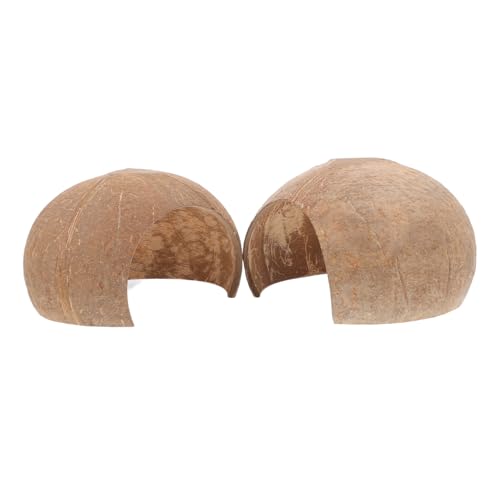 GALPADA 2Pcs Coconut Shell Aquarium Shrimp Caves Reptile Hiding Place for Fish Breeding Habitat Elegant Decor for Turtle Rest Hut Snail Climber Spawning Shelter