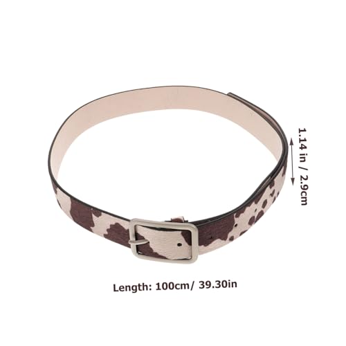 Healifty Adjustable Cow Print PU Leather Belt for Women Fashion Western Waistband for Jeans and Pants Lightweight Cowhide Pattern Accessory for Casual Daily Wear2