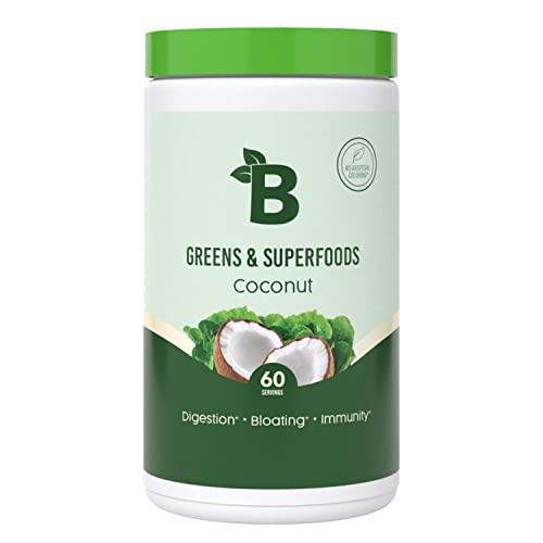 Bloom Nutrition Green Superfood | Super Greens Powder Juice & Smoothie Mix | Complete Whole Foods (Organic Spirulina, Chlorella, Wheat Grass), Probiotics, Digestive Enzymes, & Antioxidants (Coconut)
