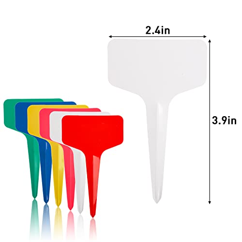 Foraineam 600 Pieces T-Type Plant Labels, 6 Colors Plastic Waterproof Plant Tags, Nursery Garden Labels Planting Seedling Stake Tags #TOP2