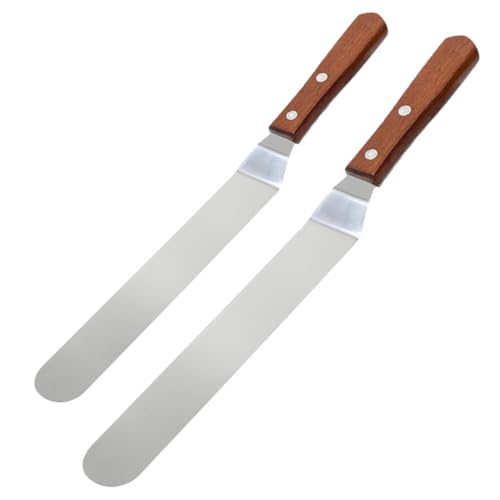 JAWUZ 2 Piezas Espatula Pasteleria,Espatula Reposteria De Acero Inoxidable,Espátulas Angulares Para Tartas 6/8 Pulgadas,Espátulas De Glaseado Para Untar Crema,Decoración De Pasteles