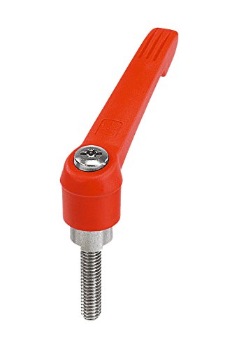 Image of Kipp 06611-21084X60 Fiberglass Reinforced Plastic /Steel Adjustable Handle with M10 External Thread, Novo.Grip Style, Stainless Steel Components, Metric, 60 mm Screw Length, Size 2, Traffic Red Color