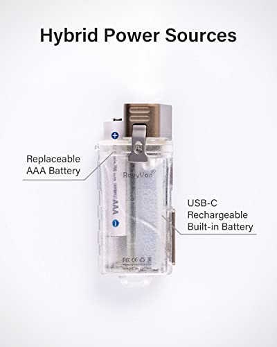 Image of RovyVon E8 Rechargeable EDC Flashlight USB C, 700 High Lumens Flat Keychain Flashlight, AAA Battery Replaceable Small Bright Keychain Light for Outdoor Daily Use(365nmU + Warm White Only)