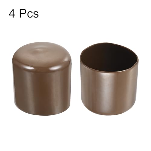 Image of uxcell 4pcs Rubber End Caps 43mm ID Vinyl Round Tube Bolt Cap Cover Screw Thread Protectors Brown, 40mm Height