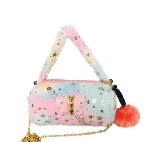 Kids Fur Sling Bag – Cute Butterfly Mini Handbag for Girls, Pink Pink-image-41
