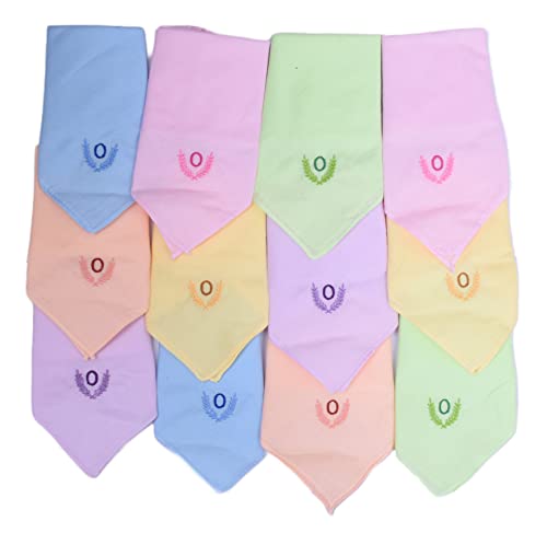 Image of ANTONIA Personalized Cotton Women's Handkerchiefs with Embroidered Initials, Assorted Colours (33 cm x 33 cm)