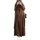 Cyomdel Women's Muslim Dress Islamic Full Cover Long Skirt + Khimar Hijab 2pcss Abaya Dubai Burka Kaftan Prayer Clothes