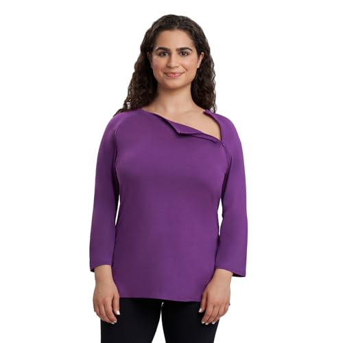 Care+Wear - Women’s Long-Sleeve Chest Port Access Shirt (X-Large, Plum) - Ideal for Chemotherapy - Comfortable and Flattering Fit - All-Day Comfort and Effortless Style