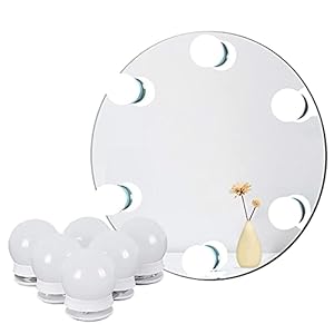 Lumiere Miroir pour Coiffeuse, Lampe Led pour Eclairage Miroir avec Variateur de Lumière et Adaptateur Secteur, 6 Ampoules, 2,7 Mètres, Miroir Non Inclus