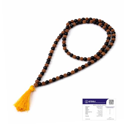 Image of Astrotalk Divya Rudraksha Karungali Mala 8mm 108+1 Beads | Original Rudraksha and karungali malai for Protection & Peace | Jap Mala for Meditation | Gift for Man & Woman | Premium Gift Box