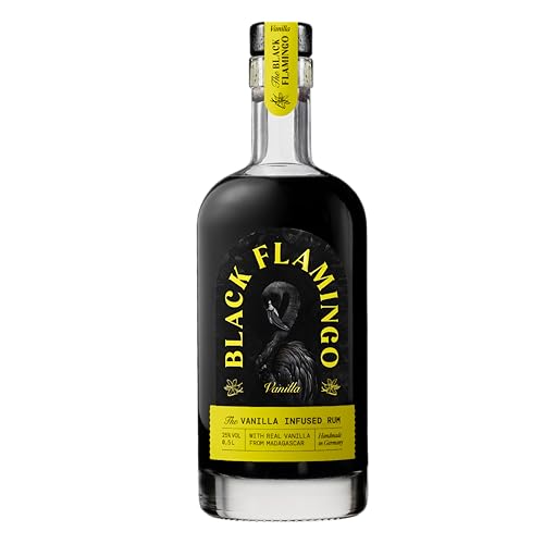 Black Flamingo Vanilla infused Rum, Mit echter Madagaskar Vanille, Tiefschwarz und angenehm süß, 1 x 500ml