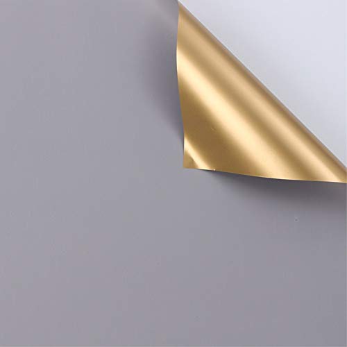 BBJ WRAPS Double Sided Golden Flower Wrapping Paper Waterproof Gift Packaging Florist Bouquet Wraps, 20 Sheets 23.6X23.6 Inch (Grey)