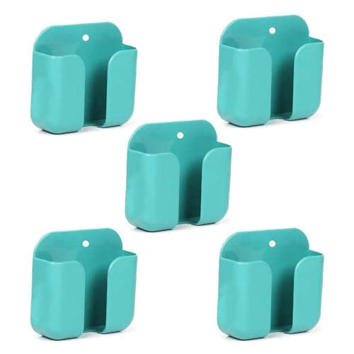 Image of WALLVIEW TECH Pack of 5 Wall Mounted Mobile Phone Holder Storage Case for Phones with Strong Adhesive Strips | Wall Mount Mobile Stand /Multi-Purpose Stand for Phone Charging (Green)