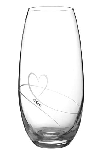 DIAMANTE Vaso a botte 'Romance' - Vaso in cristallo tagliato a mano con cristalli - 25 cm