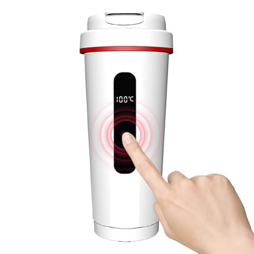 Caldera de agua automática: taza calefactora de 12 V y 24 V, taza automotriz de calor rápido, tapa resistente a derrames, mango ergonómico | ideal para camiones, SUV, RV, sedán, viajes por carretera,