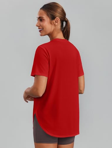 Image of PINSPARK Workout Tops for Women Short Sleeve Athletic Shirts UPF 50+ Quick Dry Running Outfits for Exercise Gym Hiking S-3XL