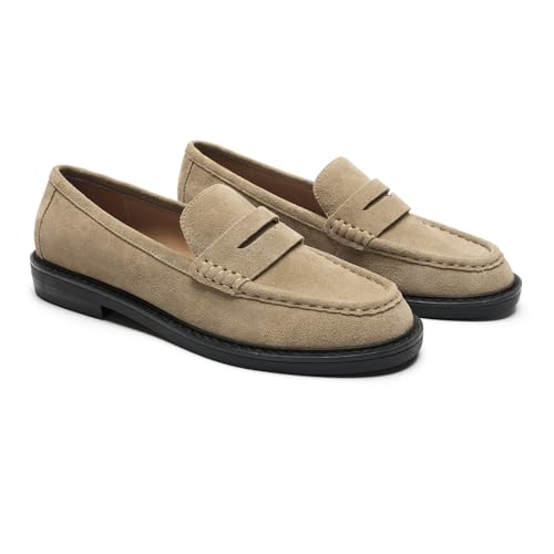 Image of C.Paravano Genuine Leather Penny Loafers | Loafers for Women | Casual Slip On | Walking Flats Classic Driving Moccasins