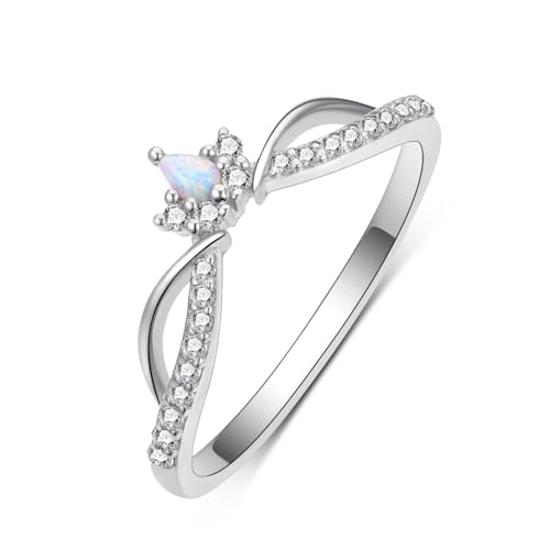 Pear Shaped Natural Opal Engagement Ring Set for Women, 925 Sterling Silver 1 Carat Opal Wedding Band Bridal Ring Set Anniversary Birthday Jewelry Gifts for Women4