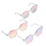 HONITANO 3 Piezas Gafas para Muñecas Accesorios Color Pastel Rosa Amarillo Verde Azul
