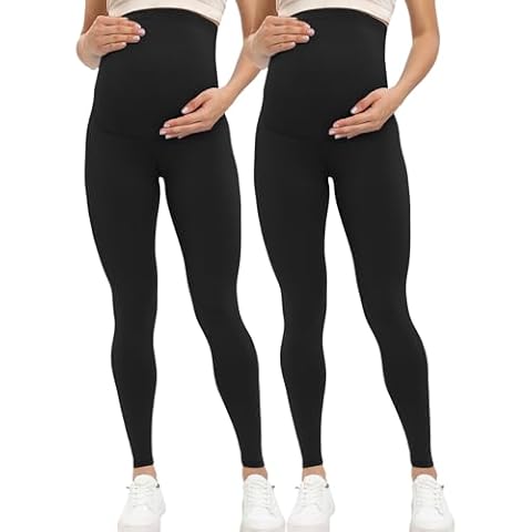 Buttergene Women's Maternity Leggings Over The Belly Pregnancy Active Wear Workout Yoga Tights Pants Cover