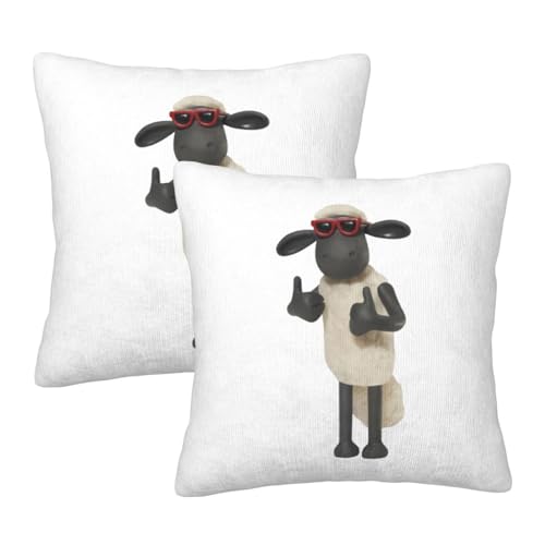 枕カバー ひつじのショーン 羊 クッションカバー 2枚セット 座布団カバー まくらカバー おしゃれ 可愛い ソファ背当て 抱き枕 インテリア飾り オフィス 部屋飾り 四季通用 55X55cm