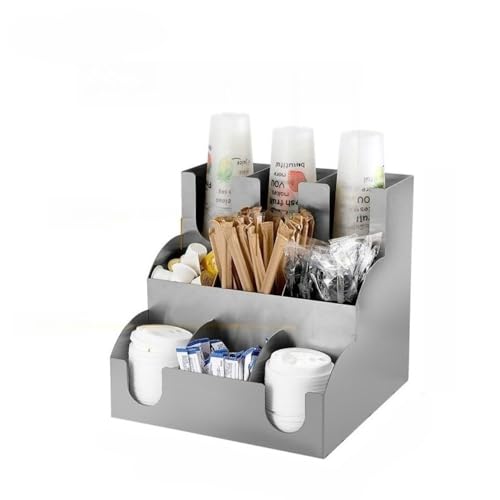 「NexPon」紙コップホルダー ステンレス材質 紙カップと蓋収納 カップディスペンサー 紙 コップ ホルダー ストローカップ コンビニ カップ 紙コップスタンド ビュッフェ ミルクティー店 喫茶店 (3つのレイヤーと9つのグリッド)