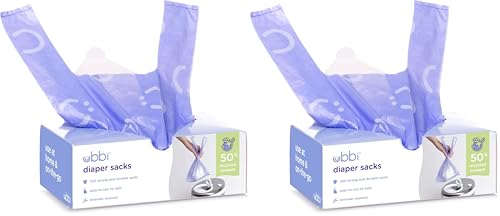 Image of Ubbi Disposable Diaper Sacks, Lavender Scented, Easy-To-Tie Tabs, Diaper Disposal or Pet Waste Bags, 200 Count (Pack of 2)