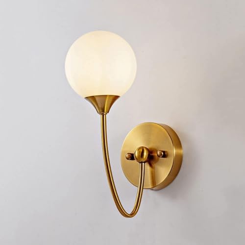 Applique murale en verre blanc laiteux moderne et métal pour salle de bain